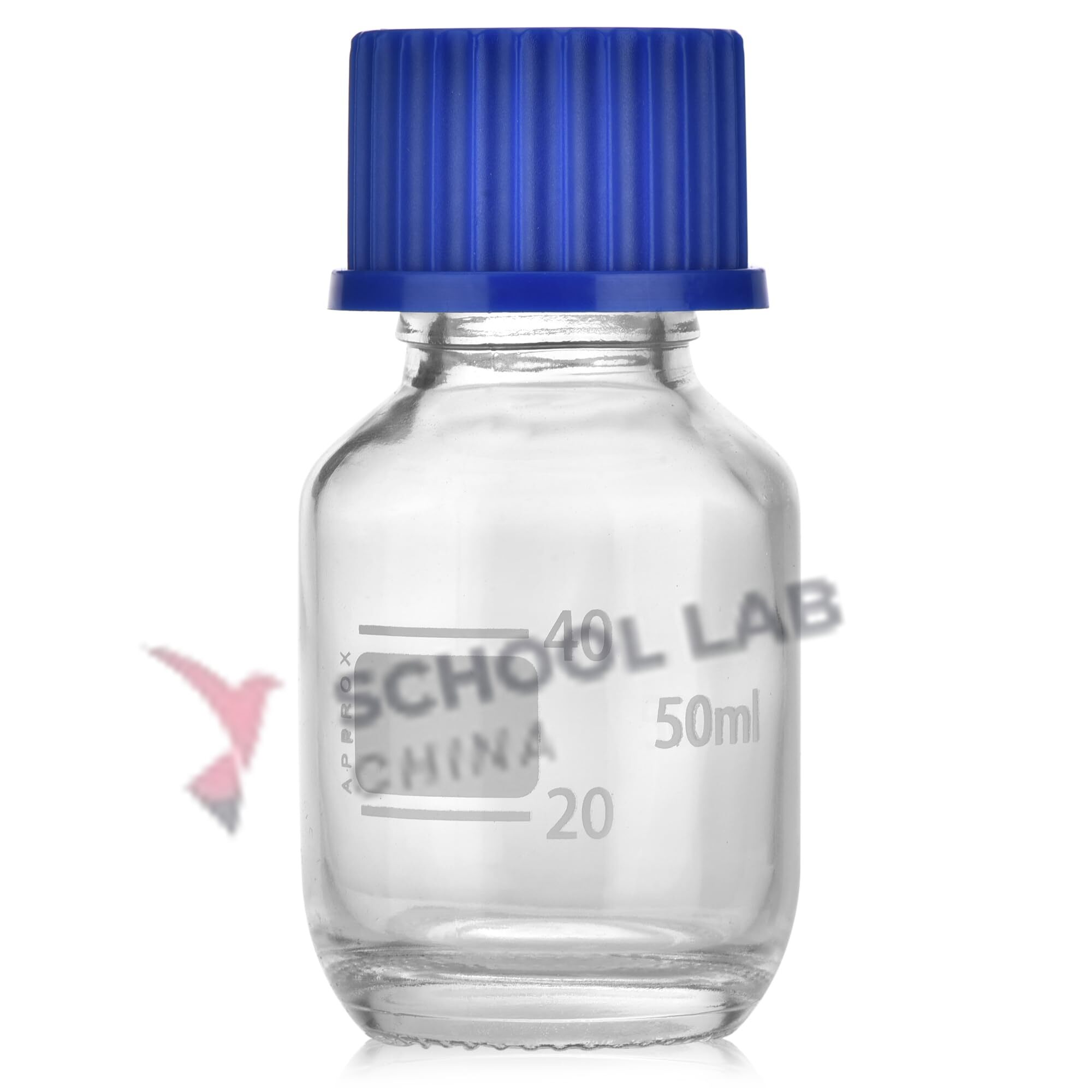 Screw Top Reagent Bottle - Clear/Blue Cap - 50ml